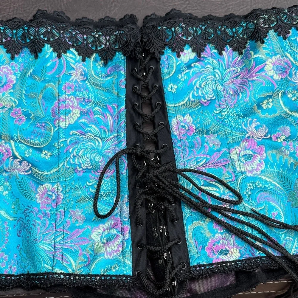 Tesa 38 Elegant Blue and Black Corset blue pink sexy